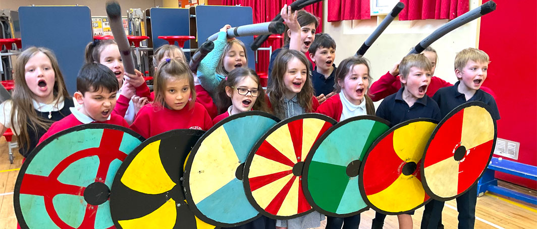 School class dressed as vikings