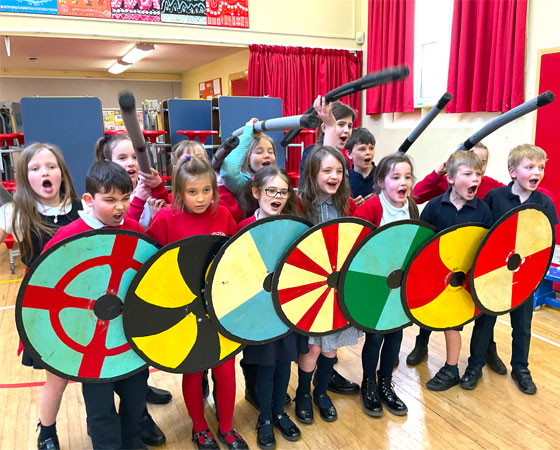 School class dressed as vikings
