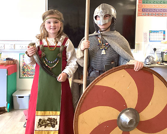 Children in viking costumes